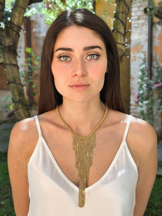 Collana Marchesa fatta a mano in argento placcato oro giallo 18kt