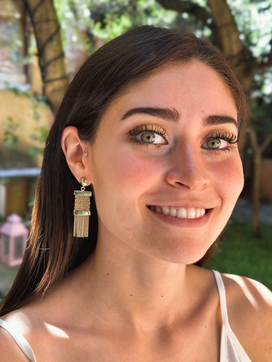 Orecchini fatti a mano corti in argento placcato oro giallo 18kt