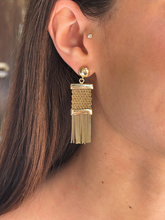 Orecchini fatti a mano corti in argento placcato oro giallo 18kt