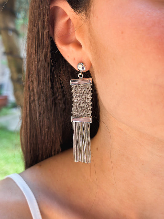 Orecchini fatti a mano medi in argento rodio