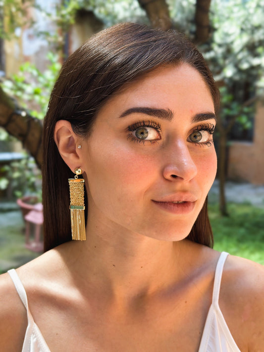 Orecchini fatti a mano medi in argento placcato oro giallo 18kt