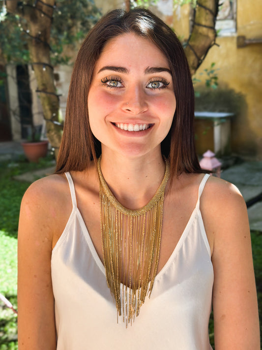 Collana Baronessa fatta a mano in argento placcato oro giallo 18kt