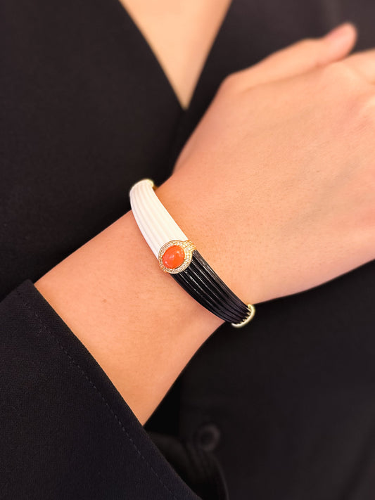 Bracciale Noemi in Brass bianco e nero