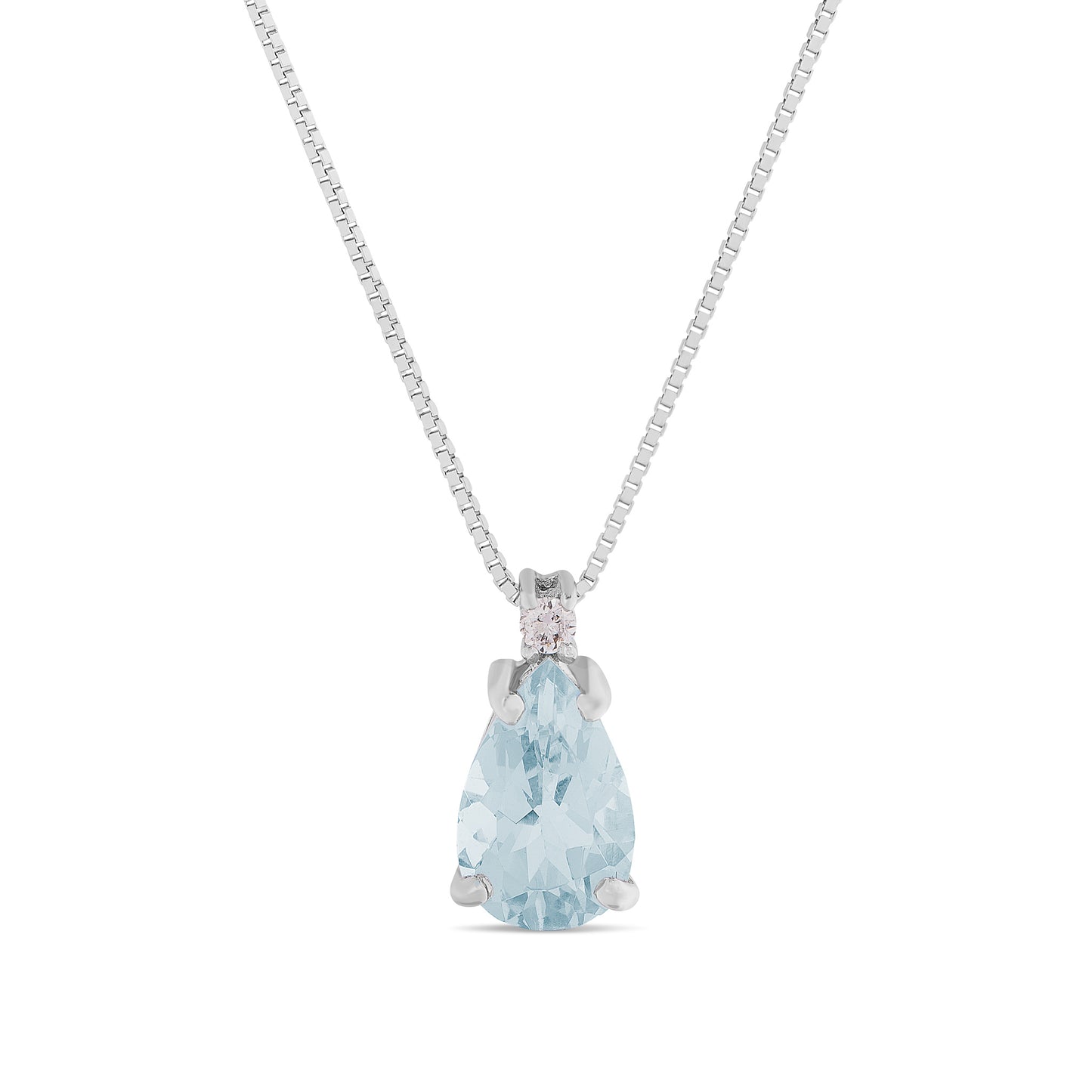 Collana Acqua Marina Taglio Goccia 0,68ct e Diamanti 0,02ct