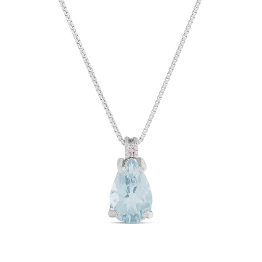 Collana Acqua Marina Taglio Goccia 0,68ct e Diamanti 0,02ct