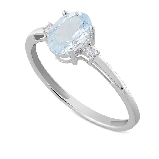 Anello Acqua Marina 0,35ct e Diamanti 0,04ct