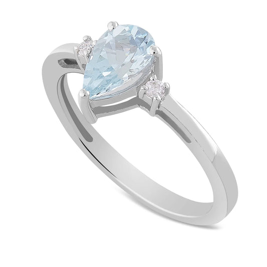 Anello Acqua Marina 1,04ct e Diamanti 0,04ct