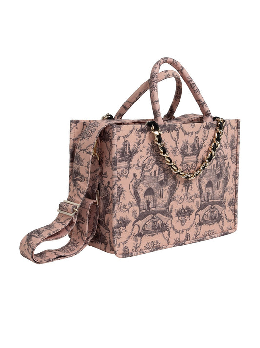 Borsa Tote – Toile de Jouy doppio manico beige
