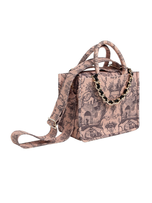 Borsa Petite – Toile de Jouy doppio manico beige