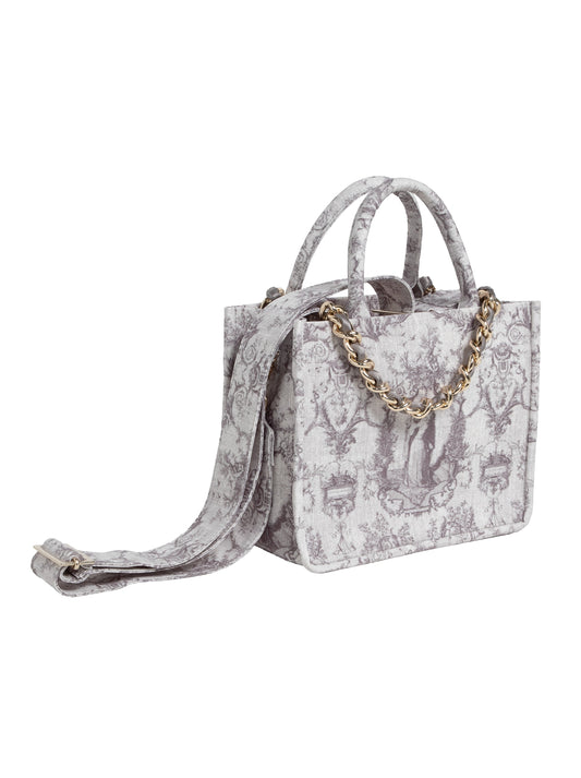 Borsa Petite – Toile de Jouy doppio manico grigia