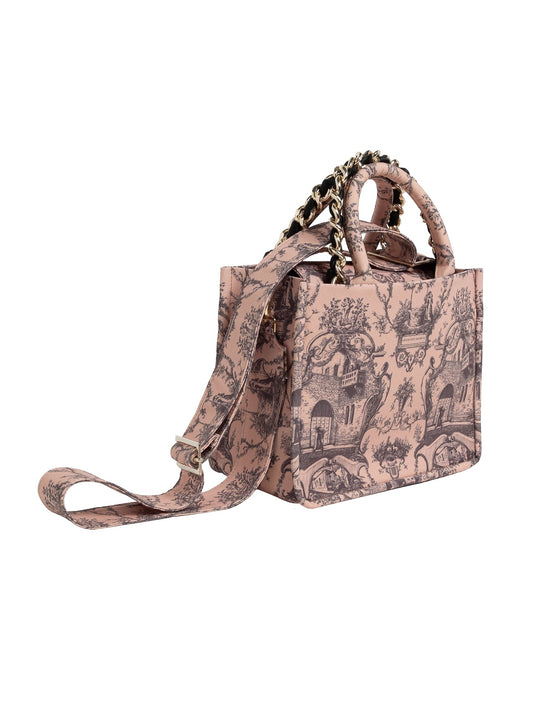 Borsa Petite – Toile de Jouy doppio manico beige
