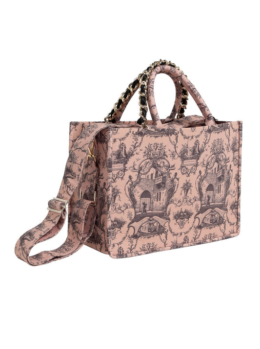 Borsa Tote – Toile de Jouy doppio manico beige