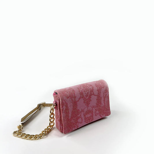 Borsa Clutch – Toile de Jouy Bacio Rosa con Ricamo Lurex Dorato