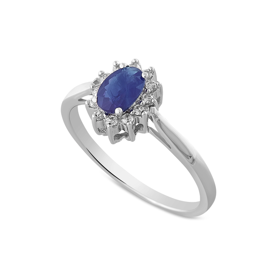 Anello Zaffiro 0,48ct e Diamanti 0,10ct