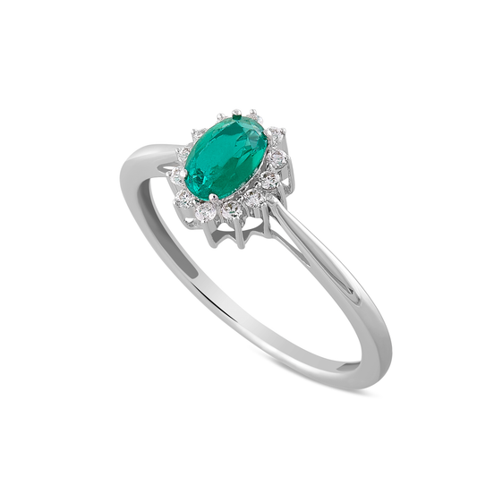 Anello Smeraldo 0,42ct e Diamanti 0,10ct