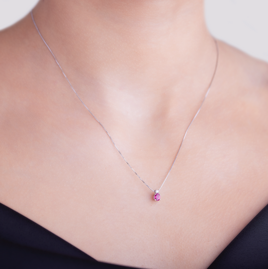 Collana Rubino 0,18ct e Diamanti 0,02ct