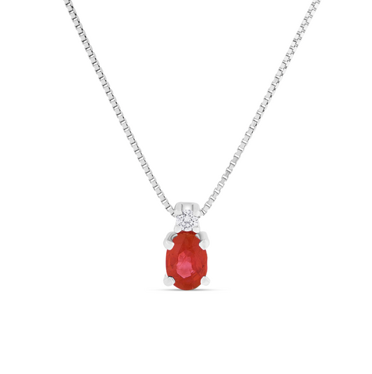 Collana Rubino 0,18ct e Diamanti 0,02ct