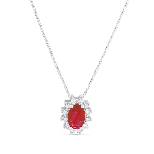 Collana Rubino 0,48ct e Diamanti 0,10ct