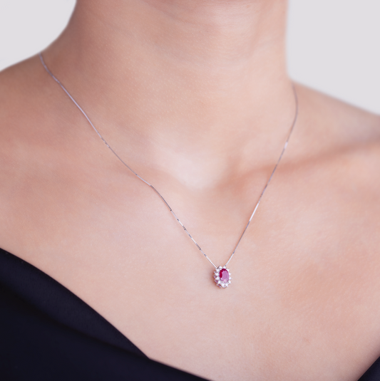 Collana Rubino 0,48ct e Diamanti 0,10ct