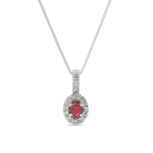 Collana Rubino 0,27ct e Diamanti 0,14ct