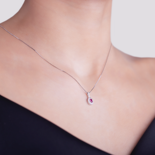 Collana Rubino 0,27ct e Diamanti 0,14ct