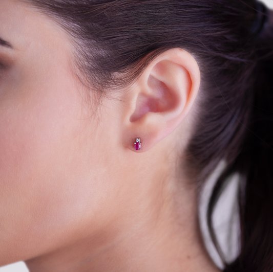 Orecchini Rubini 0,36ct e Diamanti 0,04ct