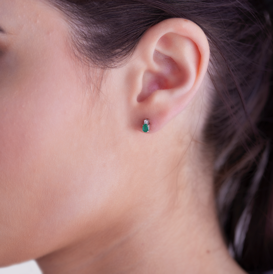 Orecchini Smeraldi 0,30ct e Diamanti 0,04ct