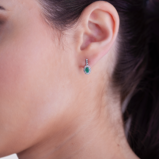 Orecchini Smeraldi 0,34ct e Diamanti 0,28ct