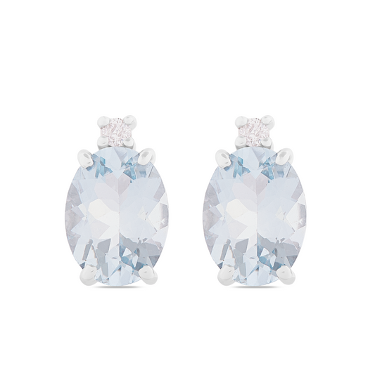 Orecchini Acqua Marina Taglio Ovale 2,10ct e Diamanti 0,04ct