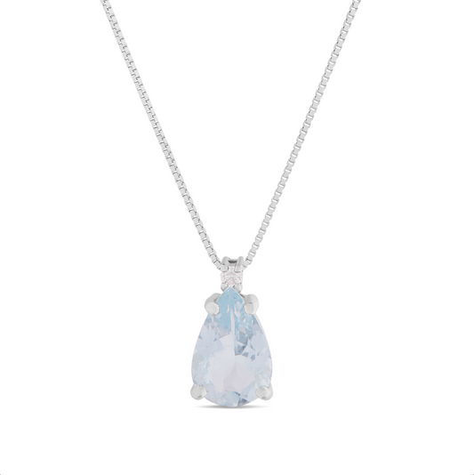 Collana Acqua Marina Taglio Goccia 1,04ct e Diamanti 0,02ct