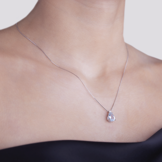Collana Acqua Marina Taglio Goccia 1,56ct e Diamanti 0,02ct