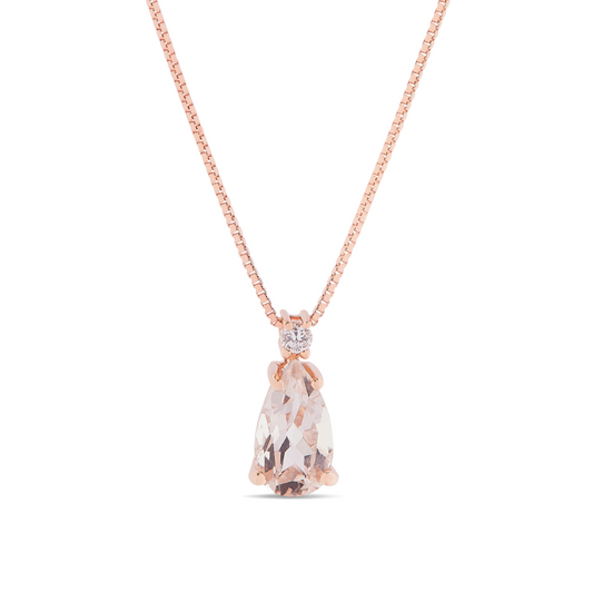 Collana Morganite Taglio Goccia 0,52ct e Diamanti 0,02ct