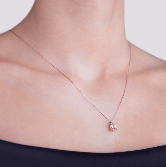 Collana Morganite Taglio Goccia 1,00ct e Diamanti 0,02ct