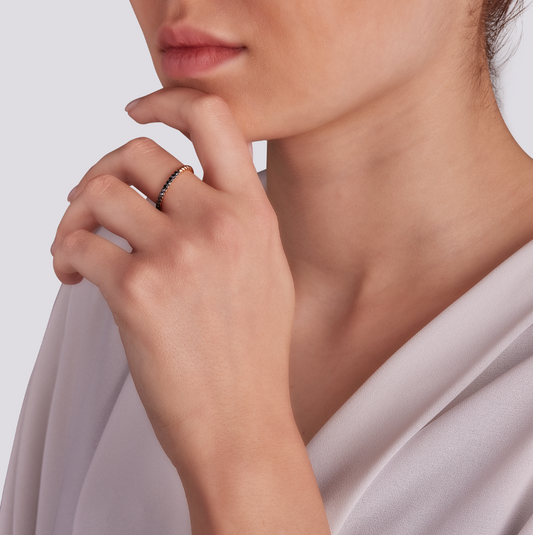 Anello Veretta Intrecciata Diamanti Black 0,25ct