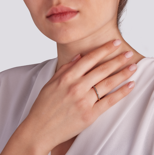 Anello Veretta Intrecciata Diamanti Brown 0,25ct