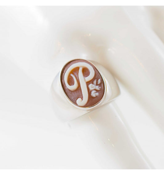 Anello in Argento e Cammeo Personalizzato con incisione